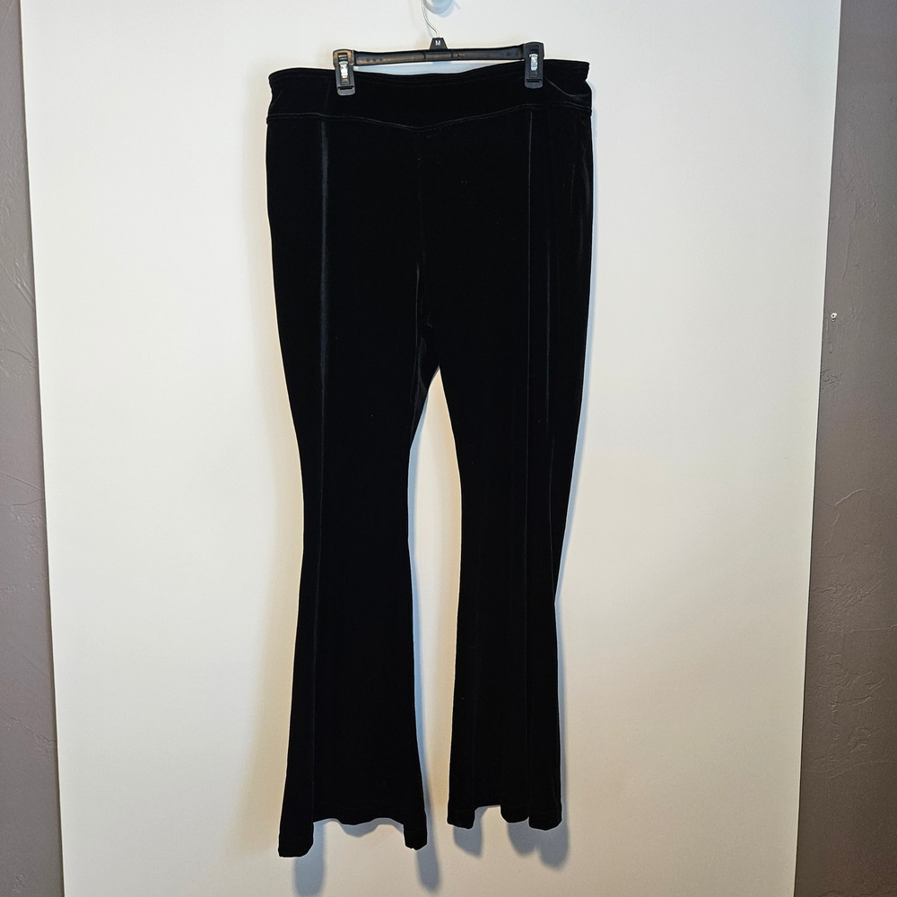 Velvet Flare Pants XXL (20) Black Velvet Pull On Super Flare Whimsigoth Witchy